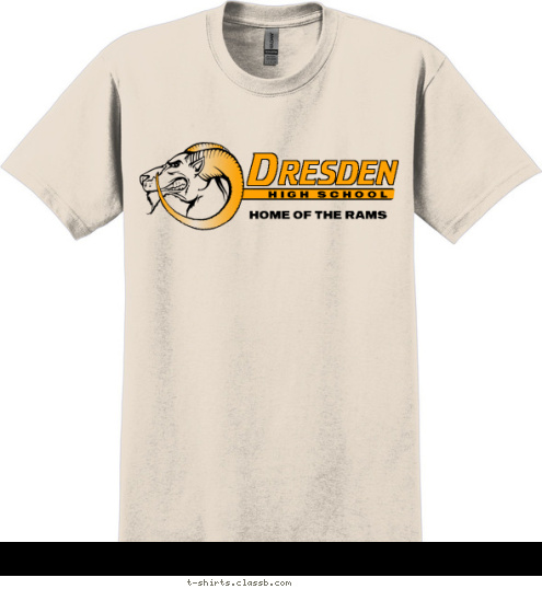 RESDEN D HOME OF THE RAMS HIGH SCHOOL D RESDEN T-shirt Design SP134