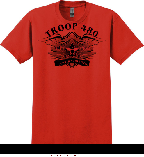 TROOP 480 KENT,WASHINGTON est 1968 T-shirt Design 