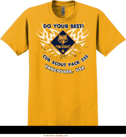 Vancouver, USA CUB SCOUT PACK 255 DO YOUR BEST! T-shirt Design 2012 Gold