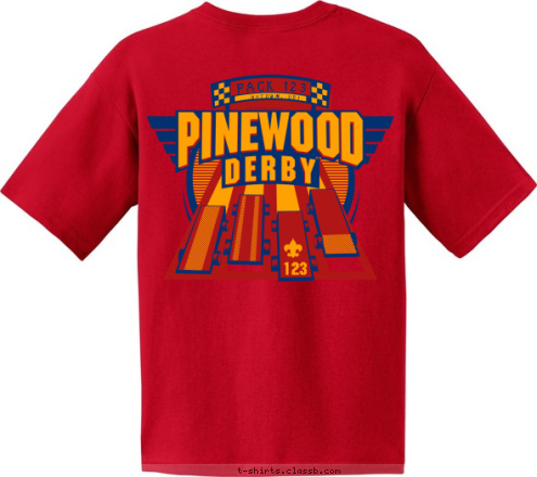 Derby 123 PINEWOOD PACK 123 ANYTOWN, USA PACK 123 T-shirt Design 