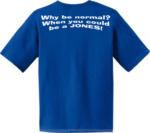 New Text New Text Why be normal? When you could be a JONES! Twelve & Two He is like a tree planted by streams of water,
which yields its fruit in season and whose leaf does not wither.
Psalm 1:3 
 2009 Jones Family Reunion T-shirt Design 