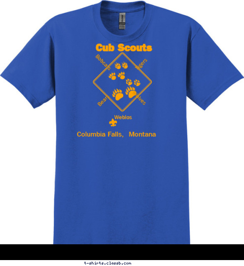 Montana Columbia Falls, Weblos Bears Wolves Tigers Bobcats Cub Scouts T-shirt Design 