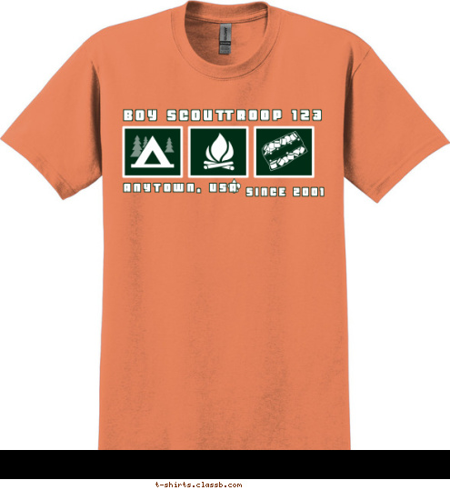 TROOP 123 ANYTOWN, USA SINCE 2001 BOY SCOUT T-shirt Design 