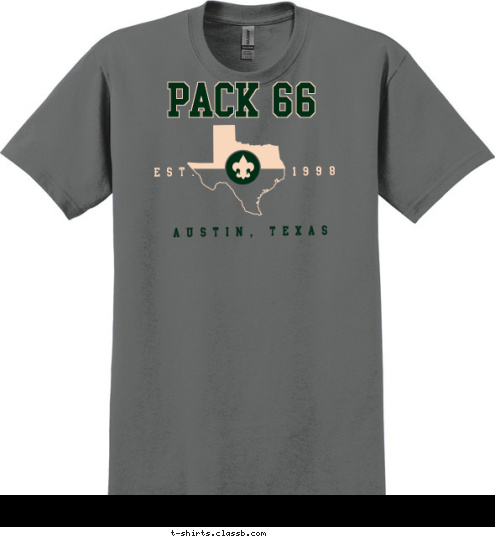 PACK 66 AUSTIN, TEXAS EST. 1998 T-shirt Design 