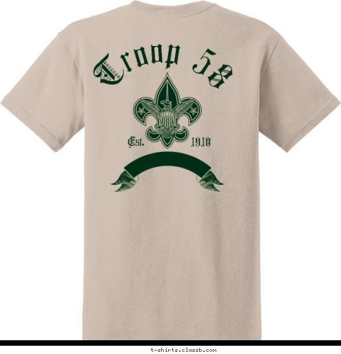 Troop 58
Emmanuel Lutheran Troop 58 1910 Est. Asheville, NC T-shirt Design 