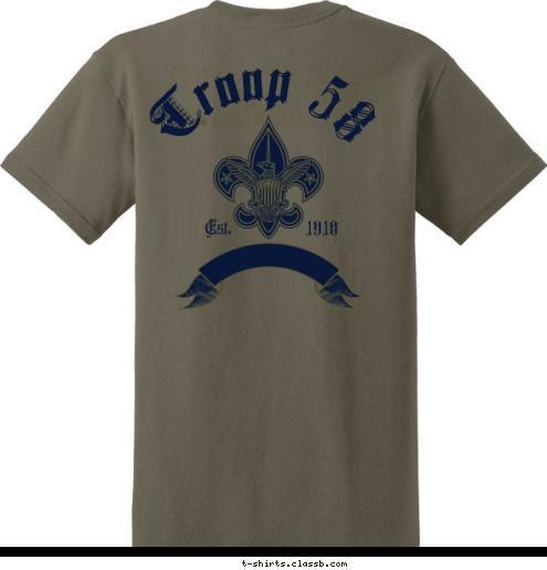 Troop 58  
Emmanuel Lutheran Troop 58 Troop 58 1910 Est. Asheville, NC T-shirt Design 