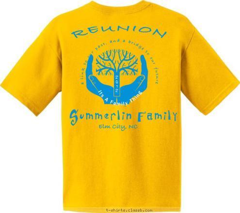 Reunion 2012 Its A Family Thing Summerlin 2
0
1
2
 Family Reunion Its A Family Thing REUNION  a link to our past, and a bridge to our future Summerlin Family Elm City, NC T-shirt Design 