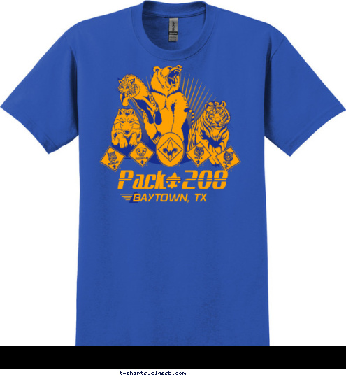     FRANKLIN, TN PACK 241 Pack   208 BAYTOWN,  TX T-shirt Design 