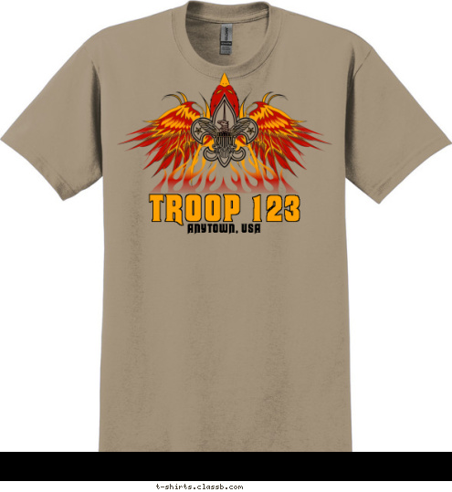 Your text here! ANYTOWN, USA TROOP 123 T-shirt Design SP4204