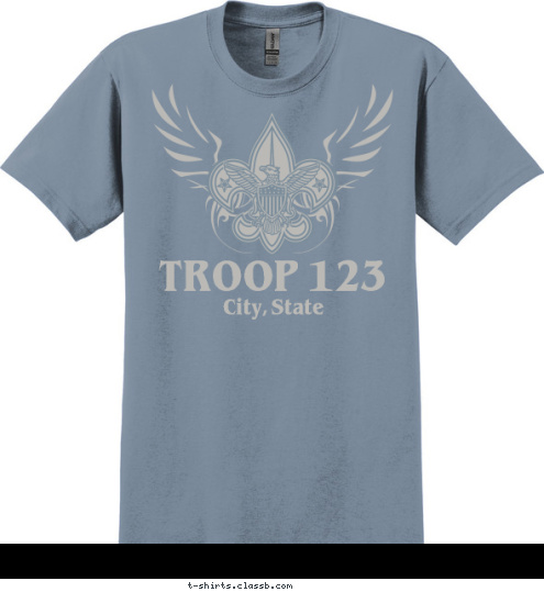 Your text here! PREPARED.
FOR LIFE. City, State TROOP 123 T-shirt Design SP4213
