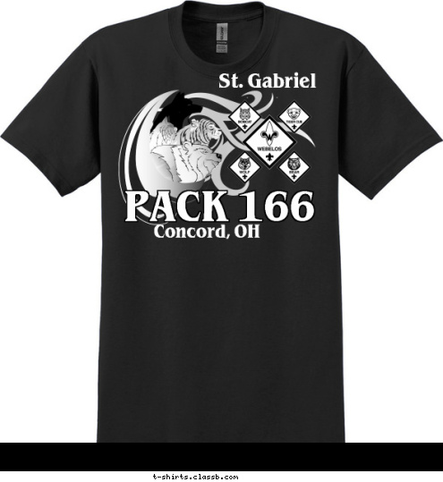 St. Gabriel Concord, OH PACK 166 T-shirt Design 