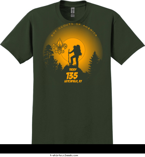 BOY SCOUTS OF AMERICA Leitchfield, KY 135 TROOP T-shirt Design 