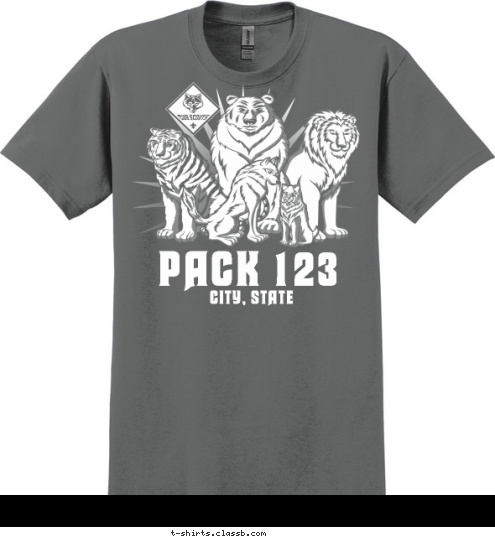 Your text here! PACK 123 CITY, STATE T-shirt Design SP4247