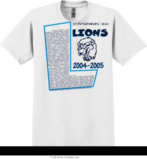 H New Text 2004-2005 LIONS ST.PETERSBURG HIGH T-shirt Design 