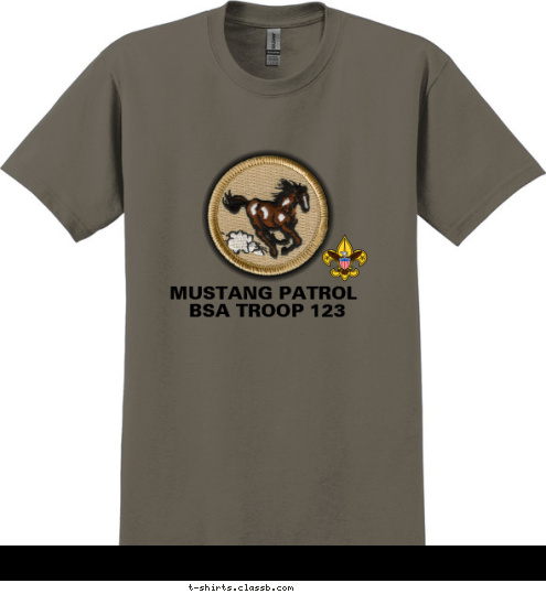 BSA TROOP 123 MUSTANG PATROL T-shirt Design SP3139