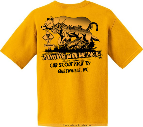 CUB SCOUT  PACK  39 Pack  39 RUNNING WITH THE PACK! Greenville, NC T-shirt Design 