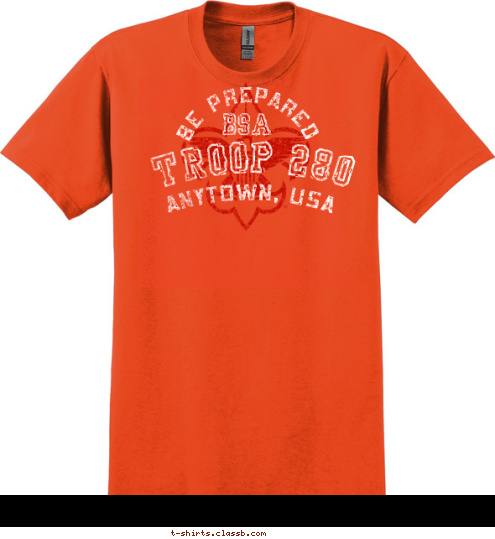 BE PREPARED BSA TROOP 280 ANYTOWN, USA T-shirt Design 