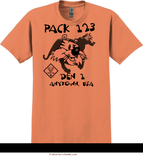 PACK 123 ANYTOWN, USA DEN 1 T-shirt Design 
