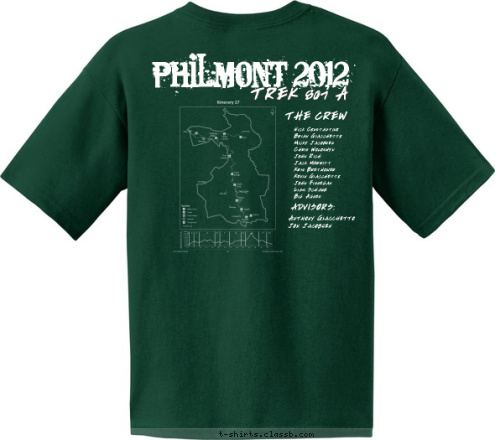 Philmont 2012 Troop 1 North Salem TREK 807 A PHILMONT 2012 THE CREW Nick Constantino
Brian Giacchetto
Micky Jacobsen
Chris Woloshyn
John Rich
Jack Merritt 
Kris Brethower
Kevin Giacchetto
John Finnegan
Liam Schaub
Big Agnes Anthony Giacchetto
Jon Jacobsen
 ADVISORS: T-shirt Design 