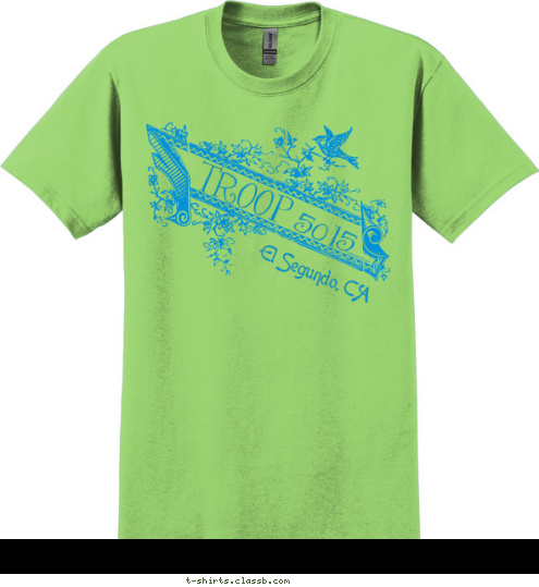 TROOP 5015 El Segundo, CA T-shirt Design Bird Lime