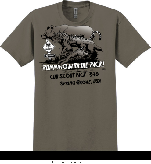 Spring Grove, USA 340 RUNNING WITH THE PACK! CUB SCOUT  PACK  T-shirt Design 