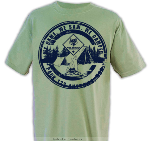 PACK 123 ANYTOWN, USA WE CAME, WE SAW, WE CAMPED T-shirt Design 