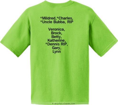 New Text New Text New Text *Mildred,*Charles,
*Uncle Bubba, RIP

Veronica,
Brock,
Betty,
Katherine,
*Dennis RIP,
Gary,
Lynn Brock,Mosley Family Reunion T-shirt Design 