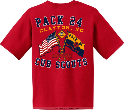 CUB SCOUTS CLAYTON, NC PACK 24 PACK 24 CLAYTON, NC EST. 1965 PACK 24 NC CLAYTON, T-shirt Design 