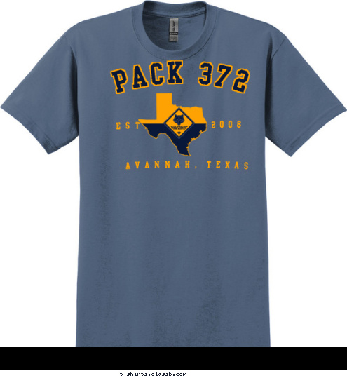 Savannah, Texas 2006 EST. PACK 372 T-shirt Design 