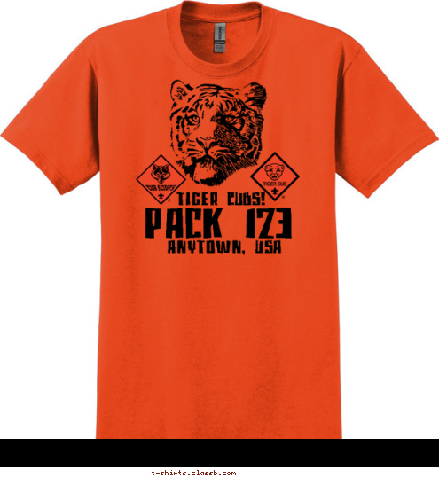 ANYTOWN, USA TIGER CUBS! PACK 123 T-shirt Design 