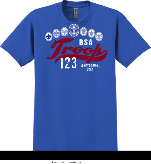 BSA 123 ANYTOWN,
USA T-shirt Design 