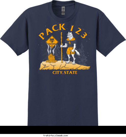 Your text here! CITY, STATE PACK 123 T-shirt Design SP4307