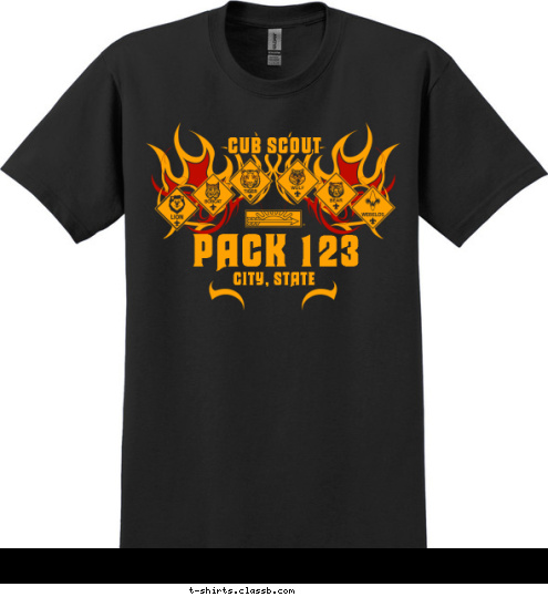 Your text here! PACK 123 CITY, STATE CUB SCOUT T-shirt Design SP4312