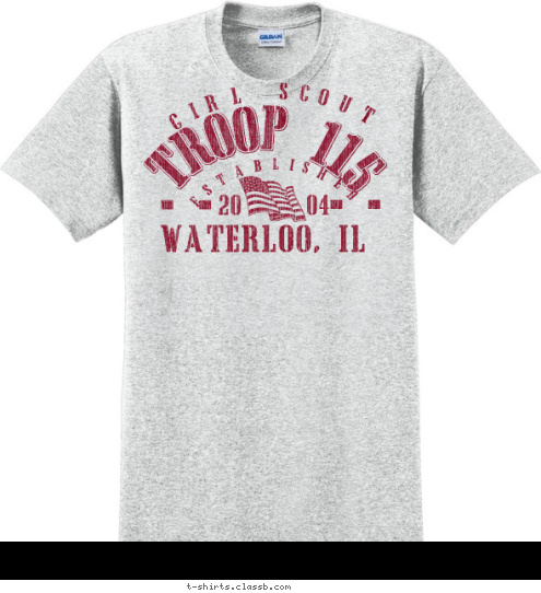 20     04  ESTABLISHED GIRL SCOUT TROOP 115 WATERLOO, IL T-shirt Design 