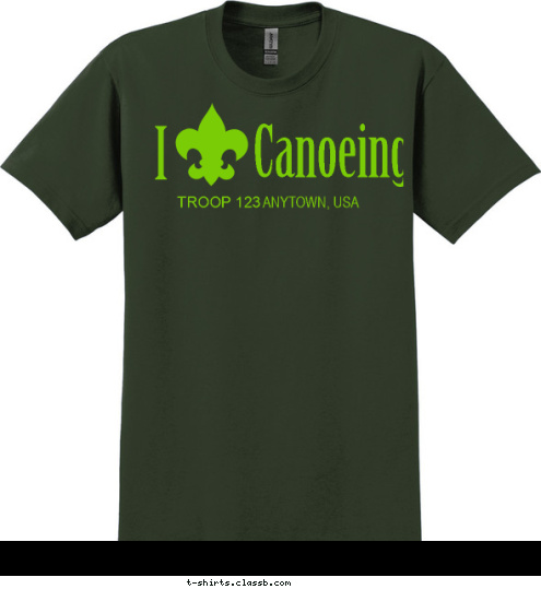 ANYTOWN, USA Canoeing TROOP 123 I T-shirt Design 