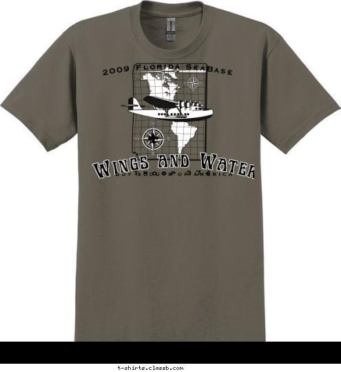 BOY SCOUTS OF AMERICA Troop 374 Wings and Water 2009 Florida SeaBase T-shirt Design 