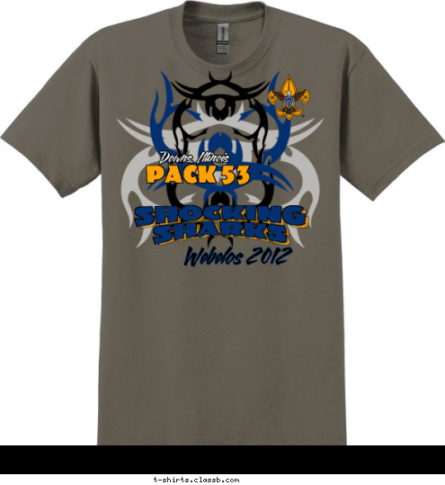 Downs, Illinois PACK 53 Webelos 2012 SHOCKING SHARKS T-shirt Design 