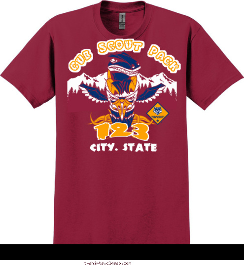 CITY. STATE 123 CUB SCOUT PACK CUB SCOUT PACK T-shirt Design SP4352