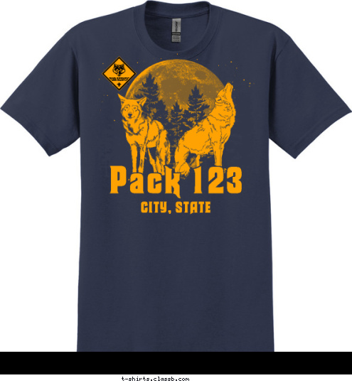 Your text here! CITY, STATE
 Pack 123 T-shirt Design SP4336