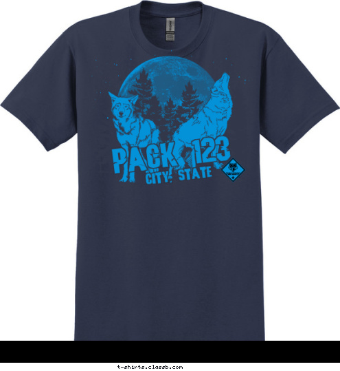 Your text here! CITY, STATE PACK 123 T-shirt Design SP2947