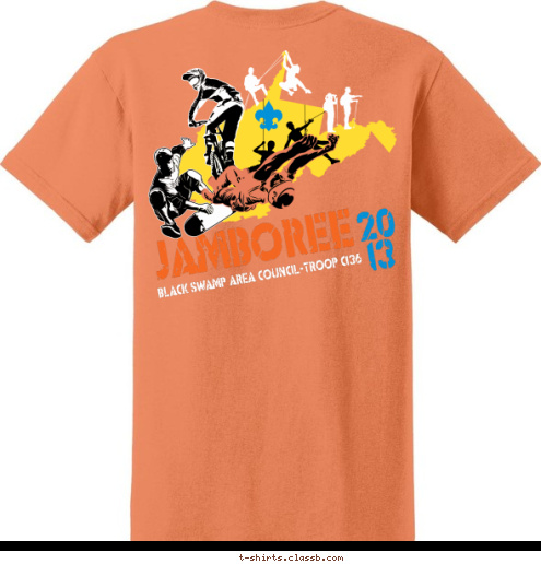 20
13 BLACK SWAMP AREA COUNCIL-TROOP C136 JAMBOREE T-shirt Design 