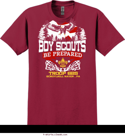 All American Outdoors BOY SCOUTS Schuylkill Haven , PA TROOP 625 T-shirt Design 