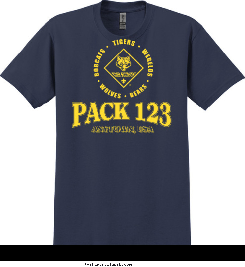 PACK 123 ANYTOWN, USA T-shirt Design 