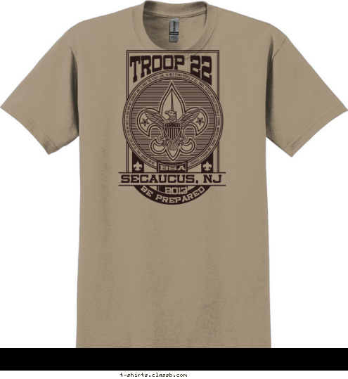 2013 BSA BE PREPARED Secaucus, NJ TROOP 22 T-shirt Design 