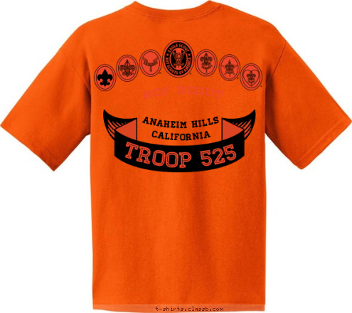 ANYTOWN, USA TROOP 525 TROOP 525 CALIFORNIA BOY SCOUT ANAHEIM HILLS TROOP 525 T-shirt Design 