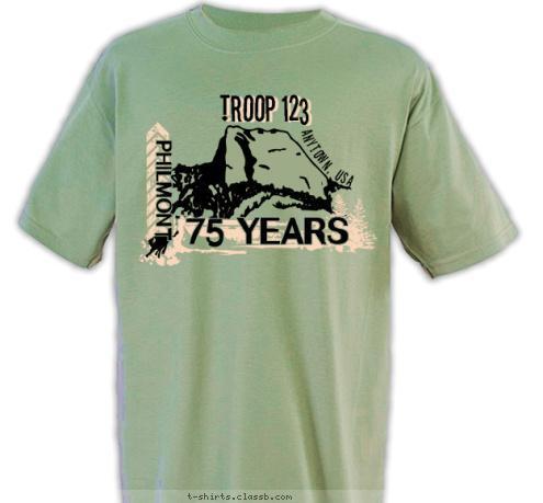 TROOP 123 TROOP 123 ANYTOWN, USA PHILMONT 75 YEARS T-shirt Design SP4377