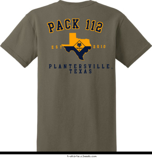 PACK 112 Plantersville, TEXAS EST. 2010 T-shirt Design 