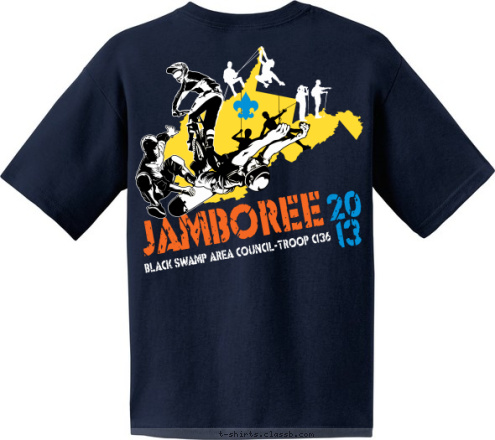 20
13 BLACK SWAMP AREA COUNCIL-TROOP C136 JAMBOREE T-shirt Design 