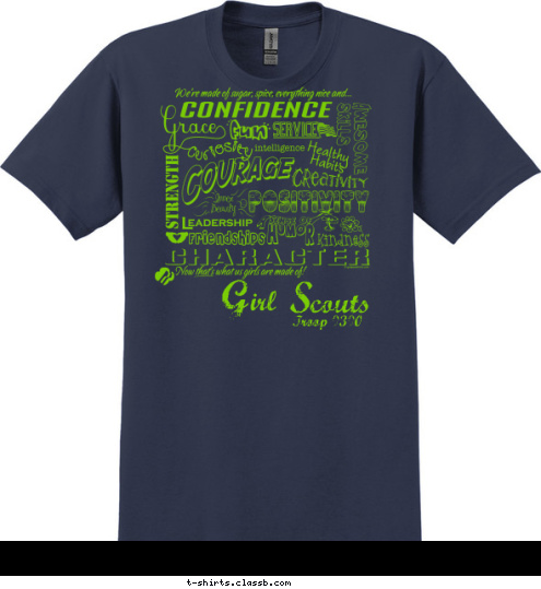 Troop 9390 Peace, Love, Girl Scouts S couts irl G T-shirt Design 