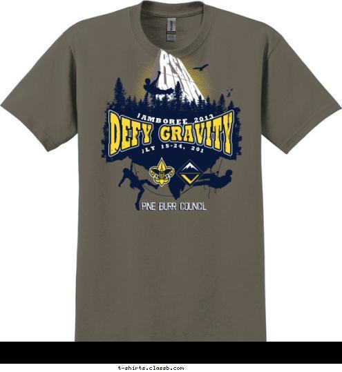 JULY 15-24, 2013 PINE BURR COUNCIL TROOP 123  CREW 123, 456, 789 JAMBOREE 2013 T-shirt Design 